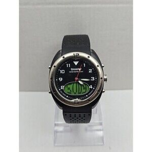 Sharp Analog Digital Quartz Sport Watch 5 ATM Black Rubber Band New Battery Mens